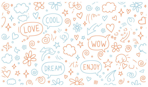 Hand drawn cute scribble shape doodle icon collection tiny decoration doddle set,little pen style scribbles,pen mark,design element for paper,minimalist line design