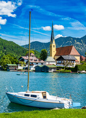 Fototapeta premium old town of Rottach-Egern at the Tegernsee lake
