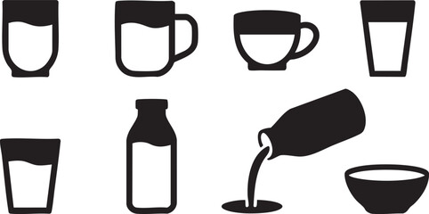 Milk Bottles and Cups Icons