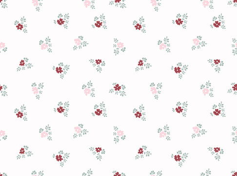 Hand drawn Ditsy floral seamless pattern. Repeat pattern. Ditsy print. Botanic surface design.Small little flower pattern background. Ditsy floral for fashion, texture, fabric, wallpaper, decor, baby 