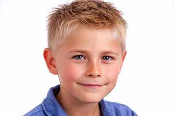 Smiling boy with light hair in studio setting