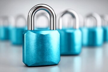 Locks arranged in a line on a smooth surface