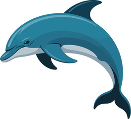 Obraz premium Playful Blue Dolphin Character Jumping Marine Life Vector