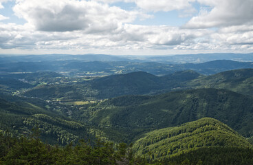 Fototapeta premium View from Briidlicna hora hill in Jeseniky mountains in Czech republic