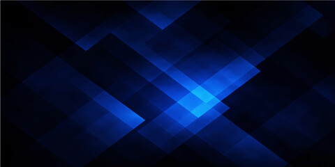 Obraz premium Abstract blue background featuring futuristic geometric shapes and 3D digital cubes with light lines in a vector technology pattern for a professional business wallpaper template