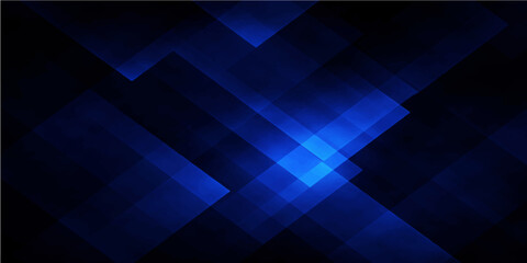 Obraz premium A futuristic dark blue abstract background features a geometric 3d cube pattern and digital light textures to create a professional business technology wallpaper design