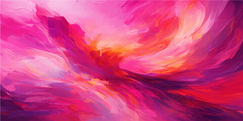 Abstract watercolor background featuring pink flowers and purple feathers with a swirl of colorful paint texture and fractal smoke motion in a light fantasy design © alien