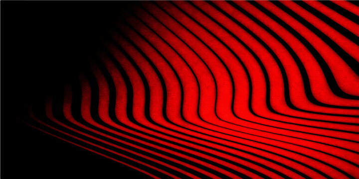 Red abstract background featuring a 3d motion design with curved black lines and a swirl pattern for a sleek technology backdrop illustration