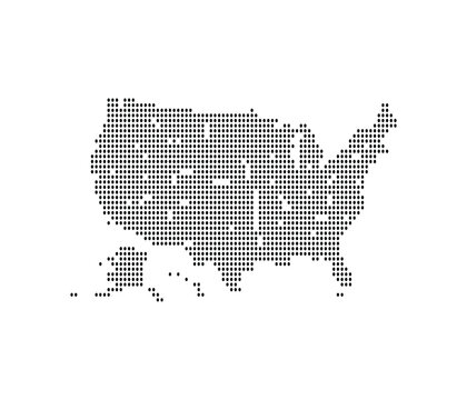 Map of the united states made up of small dots