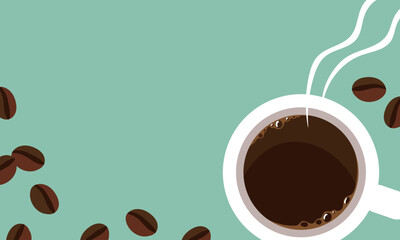 Simple coffee time illustration with copy space