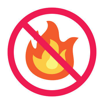 No fire sign, forbidden fire icon, do not burn symbol, do not set fire icon, prohibited burning symbol, flame forbidden sign