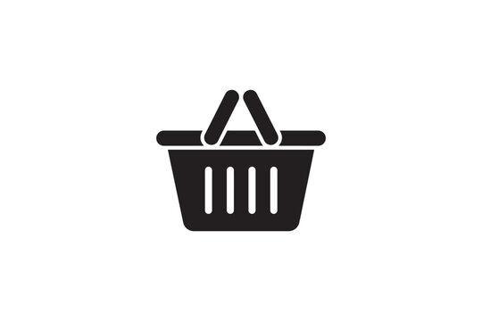 Shopping basket icon for ecommerce applications and websites showing simple black silhouette