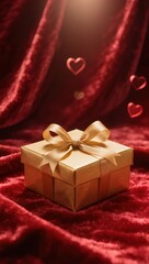 Gift box background with hearts, love, Valentine's Day