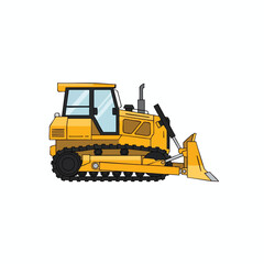 Yellow Bulldozer on White Background