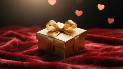 Gift box background with hearts, love, Valentine's Day