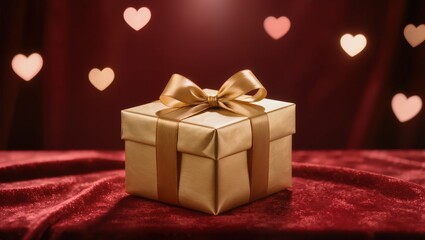 Gift box background with hearts, love, Valentine's Day