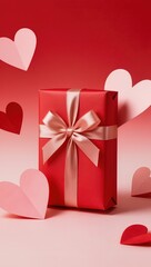 Gift box background with hearts, love, Valentine's Day