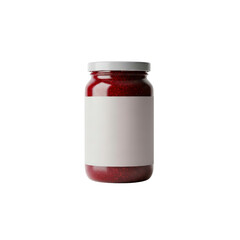 Jar of raspberry jam with blank label