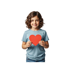 Girl holding a red heart shape