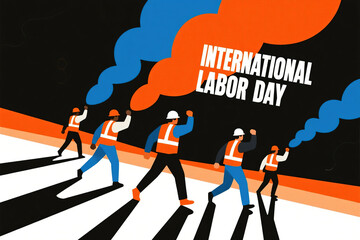 Workers marching for international labor day