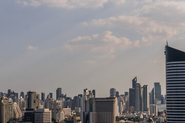 Fototapeta premium Modern urban skyline with high-rise buildings,