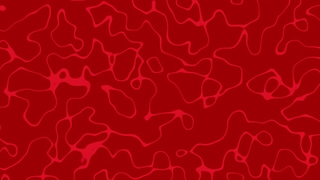 Abstract red moving topographic map lines. Topographic contour map with smooth wave and motion curved wavy fractal lines. Seamless loop 4K
