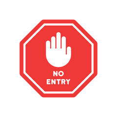 No entry hand warning sign. Vector illustration