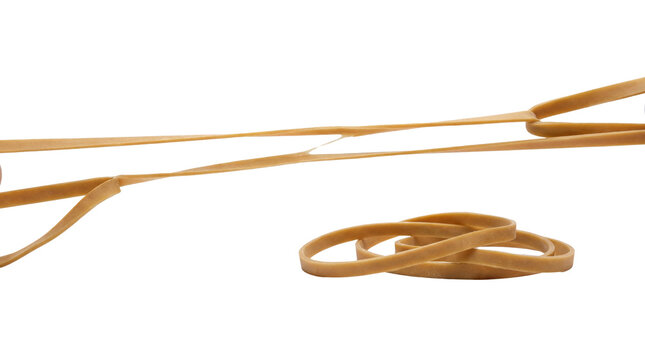 Stretched and stacked brown rubber bands isolated PNG with Transparent Background