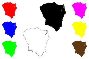 Saint-Denis city (R&eacute;union, La R&eacute;nyon, French Republic) map vector illustration, scribble sketch Saint-Denis de La R&eacute;union or Sin-Dni map