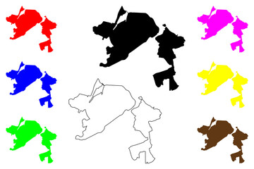 Abakan city (Russia, Russian Federation) map vector illustration, scribble sketch Abakan map