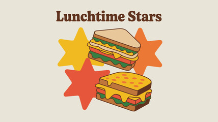 Naklejka premium Delicious sandwich graphics with colorful stars