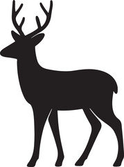 Obraz premium Deer Silhouette Vector Icon for Logo Design, Majestic Wildlife Stag Emblem for Outdoor Brand, Hunting and Sticker Graphics