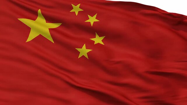 The Red Flag of China with Five Yellow Stars Gently Waves in the Wind
