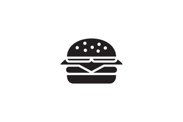 Fototapeta premium Hamburger icon with sesame seed bun and multiple layers isolated on white background vector graphic