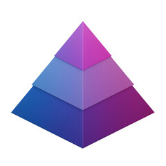 Colorful geometric pyramid with gradient layers isolated on a transparent background