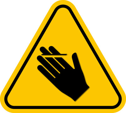 Warning sign for sharp object hazard hand protection required symbol vector illustration for safety and industrial use isolated on white background