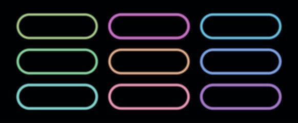 Shiny Glossy Web Buttons Vector Illustration &ndash; Glass Style Rectangle Push Buttons for Website Navigation Bar, Internet Icons, UI Design Elements