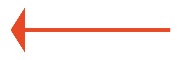 Obraz premium Long Horizontal Vibrant Orange Arrow Pointing Left Isolated on White Background Simple Minimalist Directional Symbol Icon for Business Navigation and Signage.