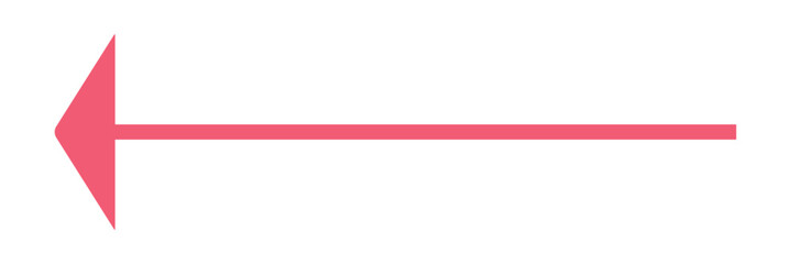 Obraz premium Long Horizontal Vibrant Coral Pink Arrow Pointing Left Isolated on White Background Simple Minimalist Directional Symbol Icon for Business Navigation and Modern Signage.