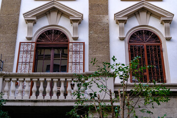 Old residential buildings along via Eschilo in Milan, Italy