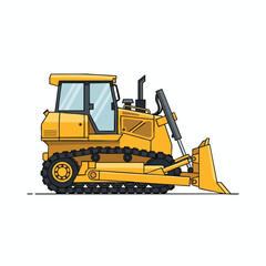 Yellow Bulldozer Vector Illustration