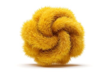 Yellow furry knot ball isolated on white background