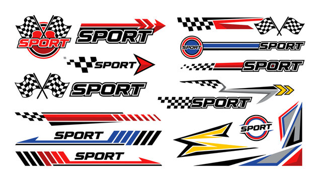 Racing sport graphic decals with checkered flags