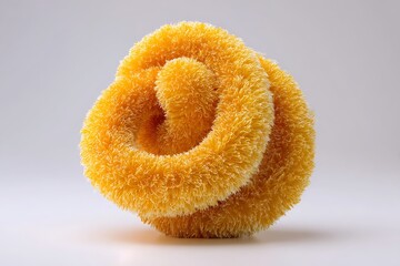 Bright yellow textured circle isolated on white background