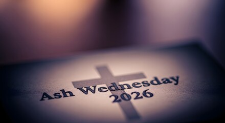 Ash wednesday 2026 text with cross on book spiritual context