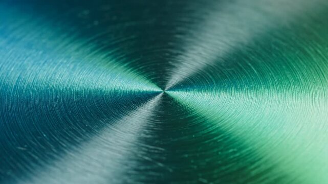 Subtly shifting gradient of teal and green light washes over a static polished nickel background with fine circular brushed texture and smooth reflection concept, background, subtlemovement