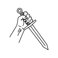 hand holding sword  vector best line icon.