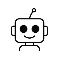 cute happy robot face line vector best line icon.