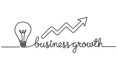 Business Growth Concept Light Bulb Line Chart Arrow Minimal Illustration