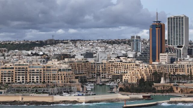 Aerial view of Portomaso marina in Malta